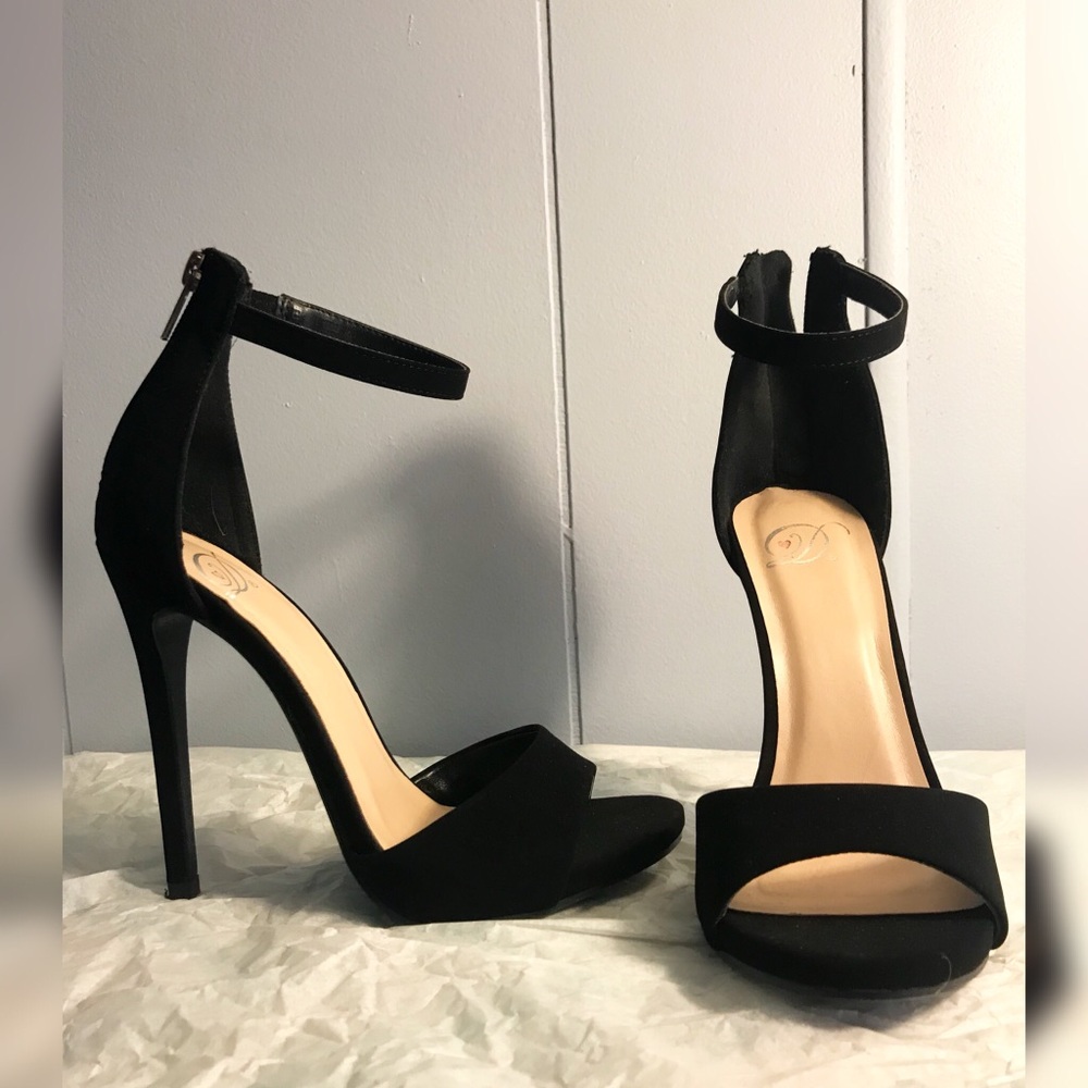 Strappy black heels